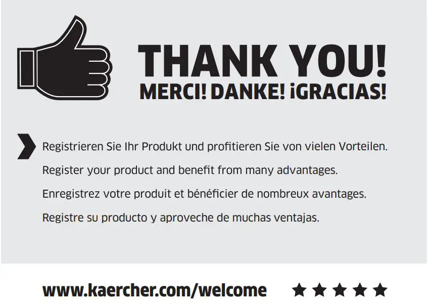 KARCHER WD 5 P S Wet and dry vacuum cleaner User Guide - Thank You page