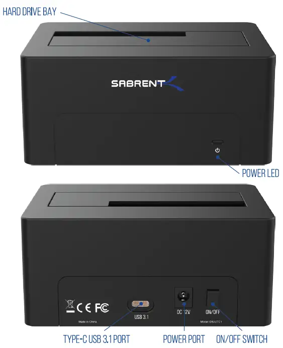 SABRENT-DS-UTC1-USB-3.1-Type-C-2.5-3.5-Inch-HDD-Docking-Station-fig-1