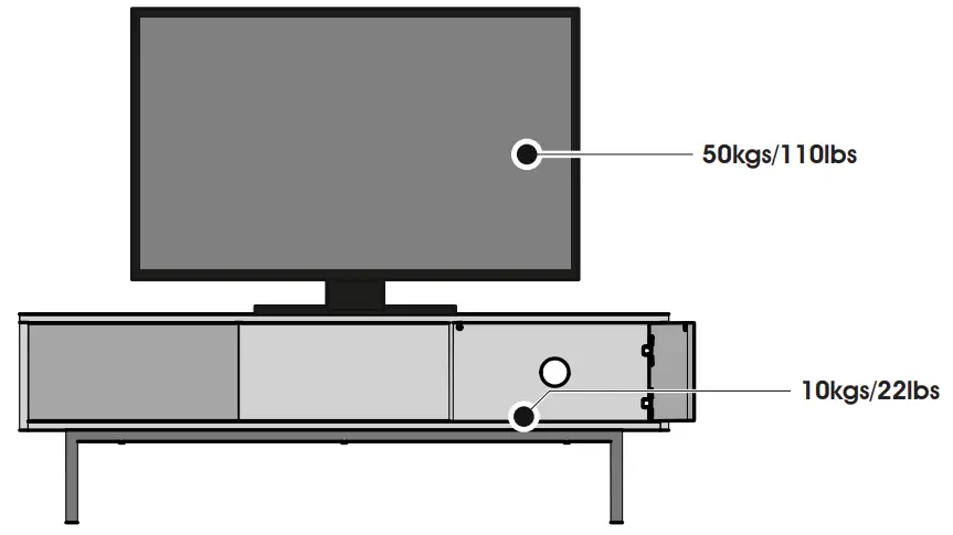 AVF FS1400SKYW A TV Stand Walnut and Marble - weight