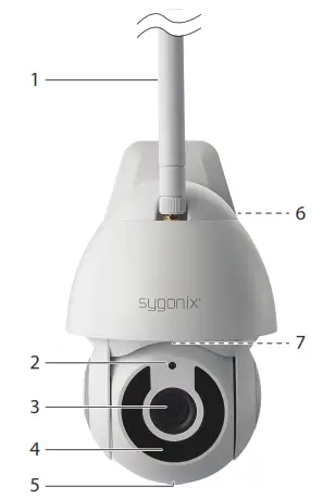 sygonix 2267527 Outdoor PTZ Wi Fi Camera - Antenna