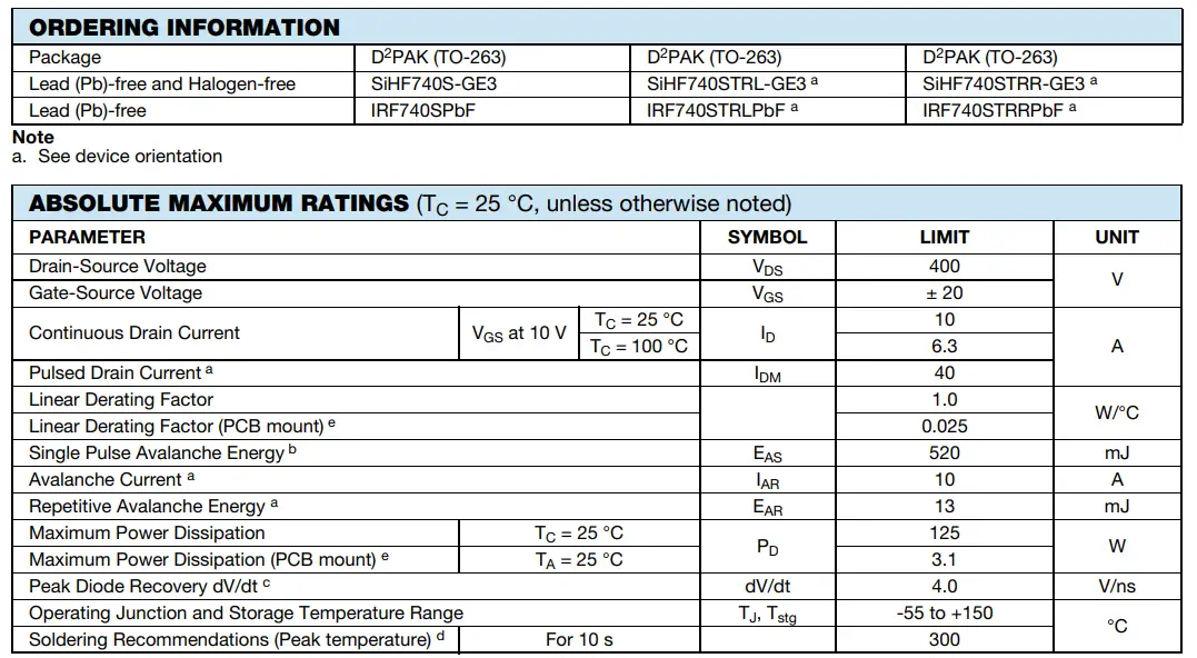 VISHAY IRF740S Power MOSFET FIG 2