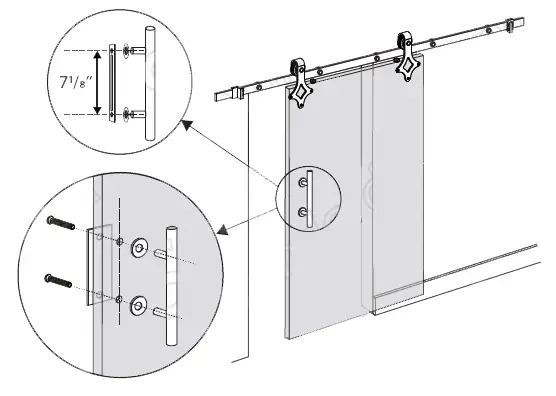 Install the barn door handle and pull