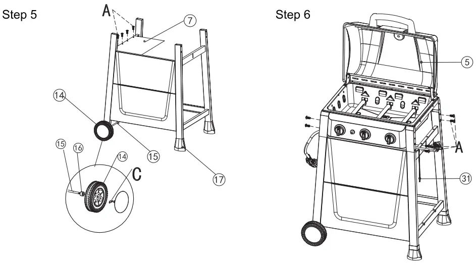 ROYAL GOURMET SG3001 3-Burner Gas Grill - Assembly 1