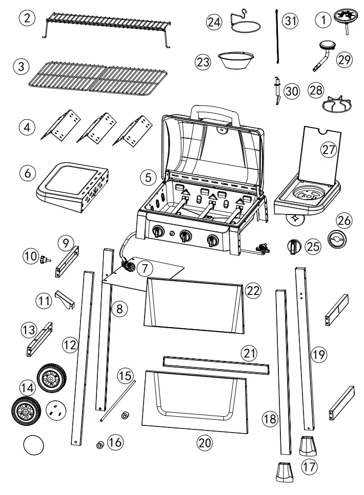 ROYAL GOURMET SG3001 3-Burner Gas Grill - View