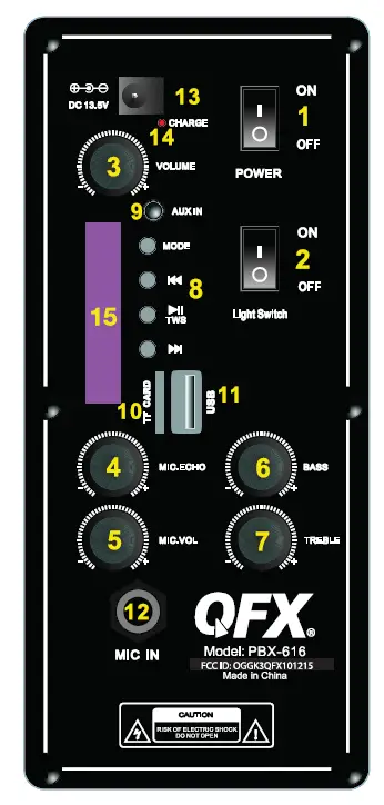 QFX PBX-616 15 Inch Bluetooth Rechargeable Speaker 1