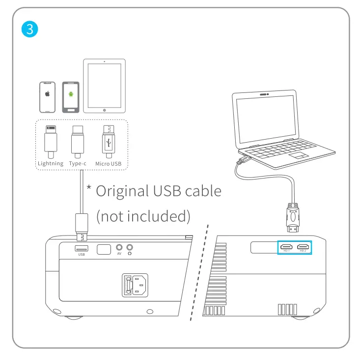ACROJOY ‎D501 4K Support Native 1080P Portable Projector-5