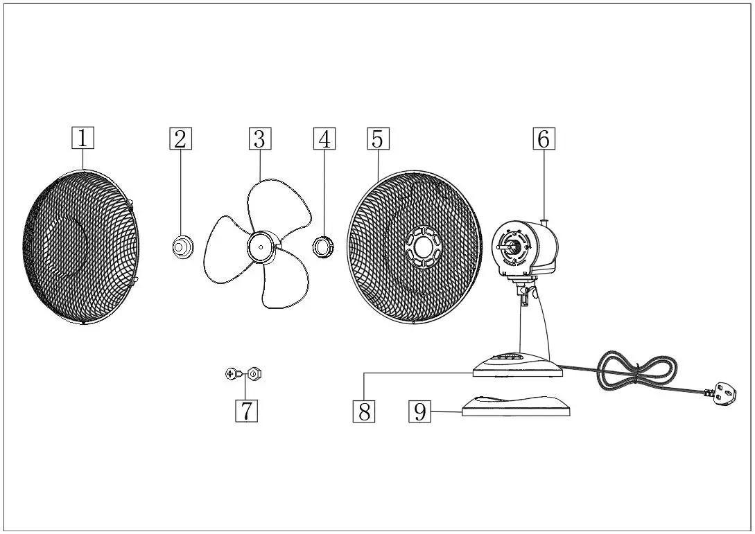 Oceanic OCEAVT30CM2 Table Fan Diameter 30CM - Assembly 1