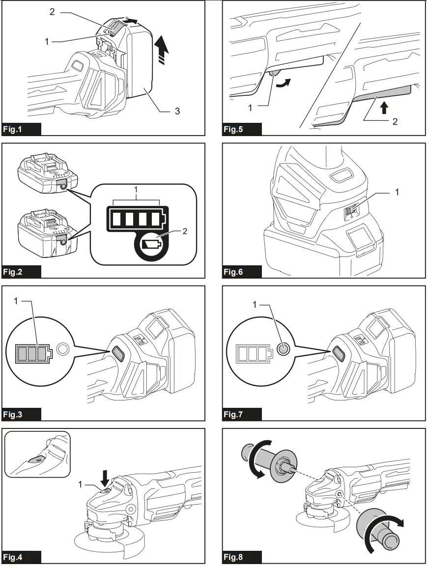makita DGA417 Cordless Angle Grinder fig 2