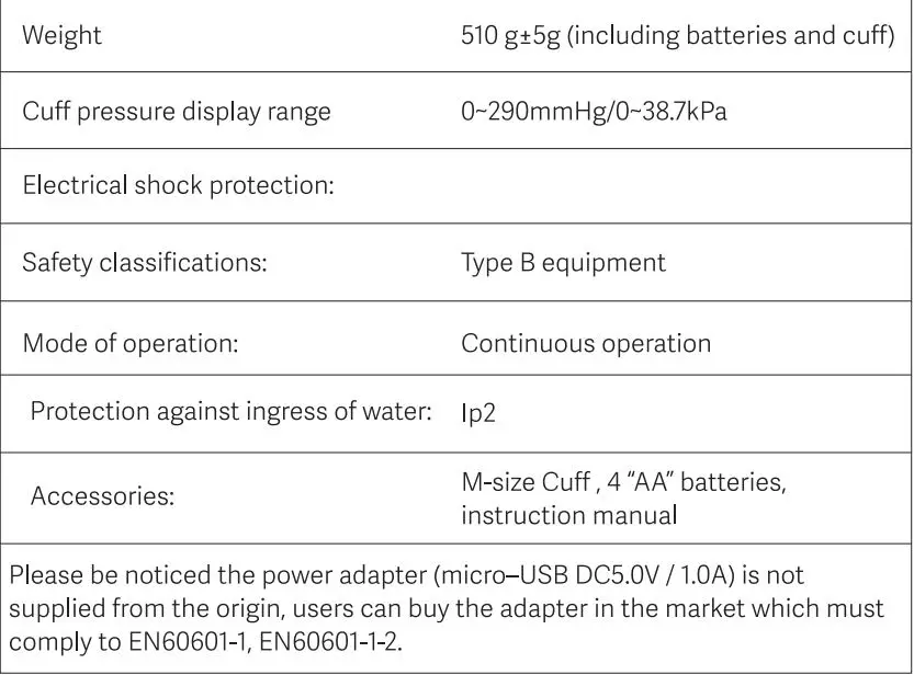 Dr Trust Monitor -106 A-one Galaxy with MDI Blood Pressure User Manual - Technical Specifications