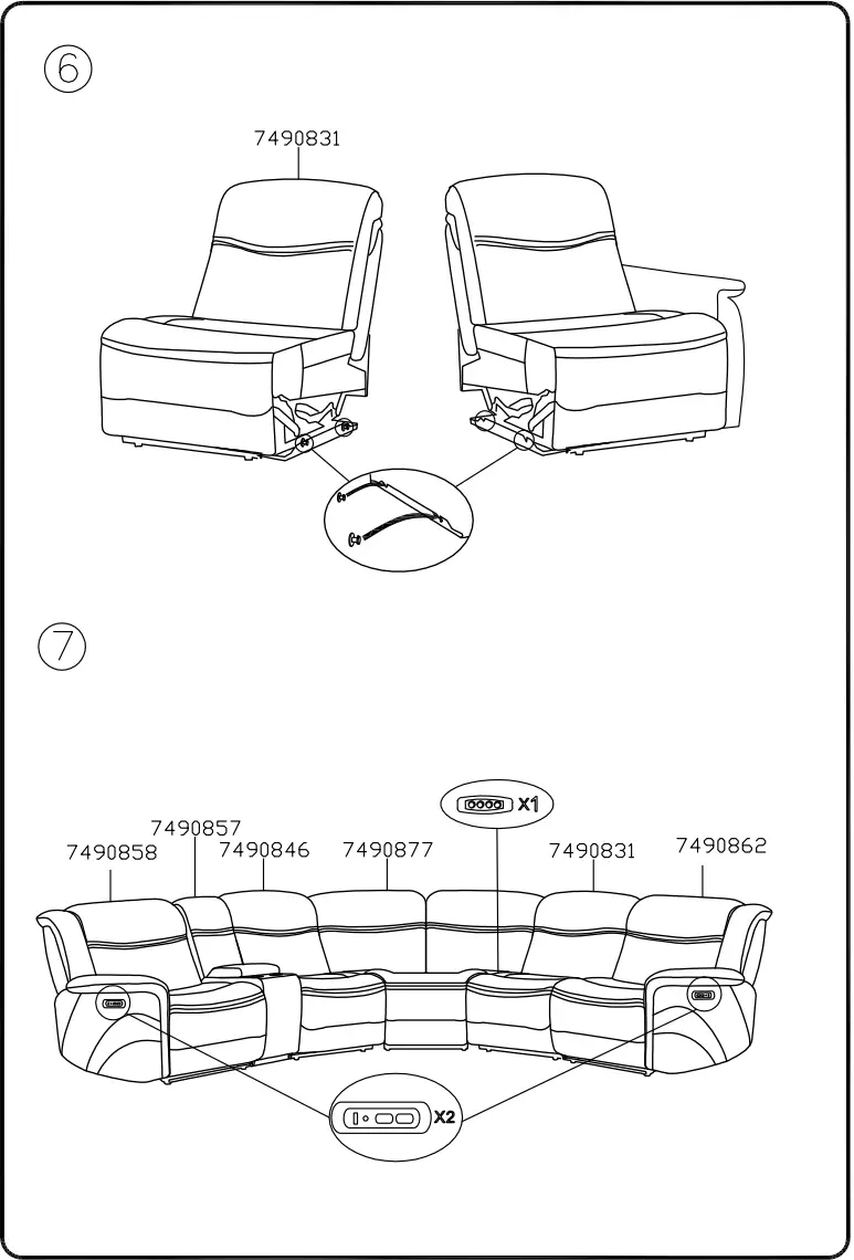 ASHLEY 7490831 Glenvale Power Armless Recliner - fig 4