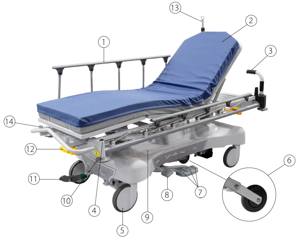 Amico S-H-300 Hydraulic Patient Transfer Stretcher - bate
