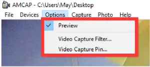 ArduCam B0203 USB Wide Angle WDR Camera Module - Menu Options