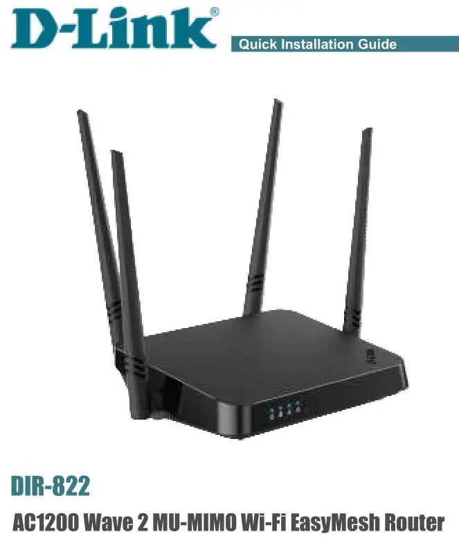 D-Link DIR-822 AC1200 Wave 2 WiFi Router Instruction Manual