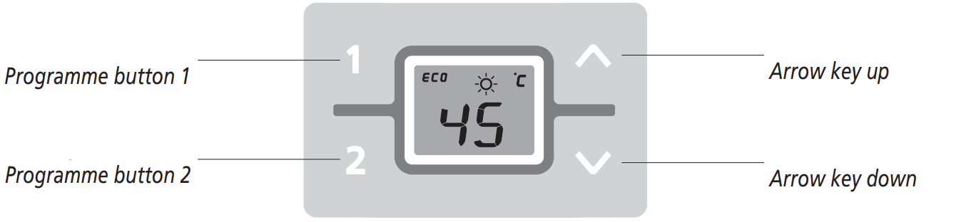 CLAGE CEX E Compact Instant Water Heater - Programme button