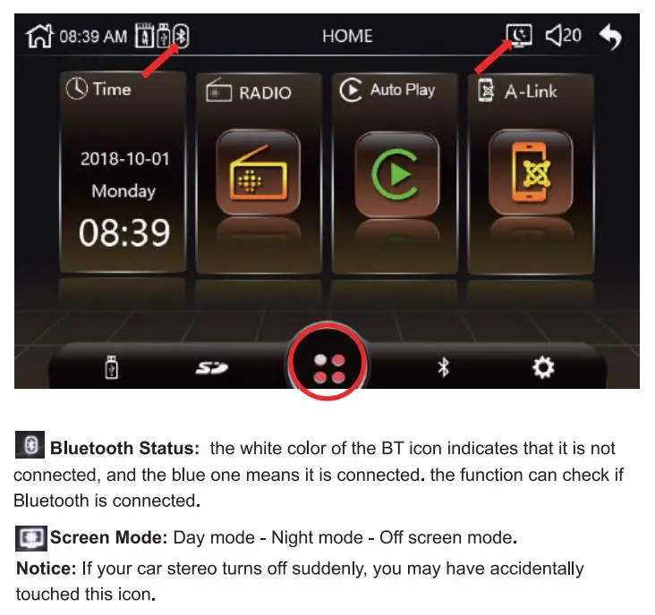 HiEHA CP7-9 Upgraded 7 Inch Standard Car Stereo User Manual - Function Description