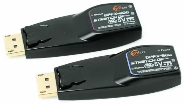 OPTICIS DPFX 200 TR Two (2) fibers Detachable DisplayPort 1.2 Extender -