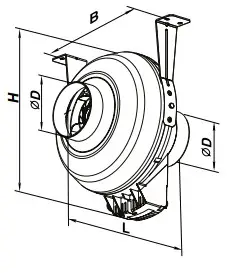 VENTS VK EC Centrifugal Fan - Overall dimensions of the unit