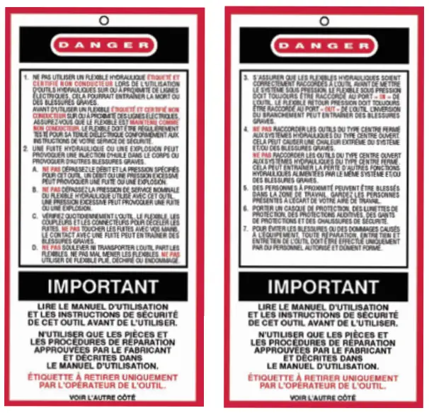 SAFETY TAG P/N 88346