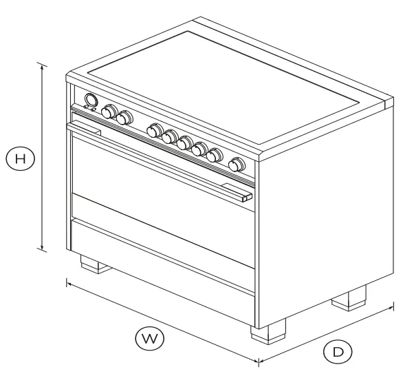 FISHER PAYKEL OR36SDI6X1 36 Inch 5 Zones Induction Range with SmartZone - DIMENSIONS