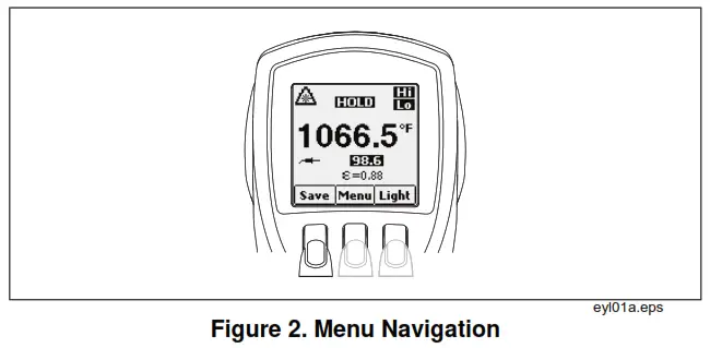 FLUKE 568 EX Mini Infrared Thermometer - Menu Navigation