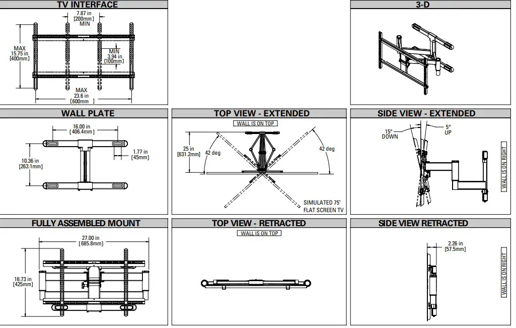 SeCURa QLF425-B2 Full Motion TV Wall Mount - Figure 30