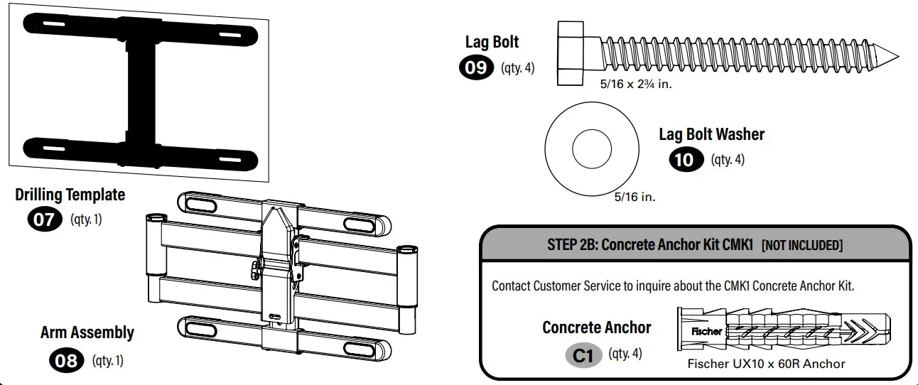 SeCURa QLF425-B2 Full Motion TV Wall Mount - Figure 5
