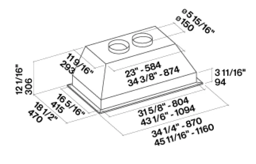 falmec FIMAS46B9SS3 46 Massimo Wall Mount Liner FIG 1