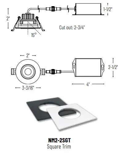 NORA NM2-2RG 2 Inch Round LED Recessed Gimbal - fig 2
