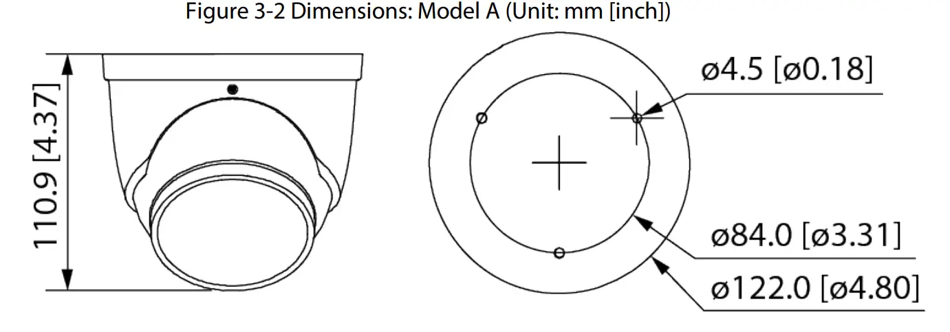 Figure 3-2 Dimensions: Model A (Unit: mm [inch])