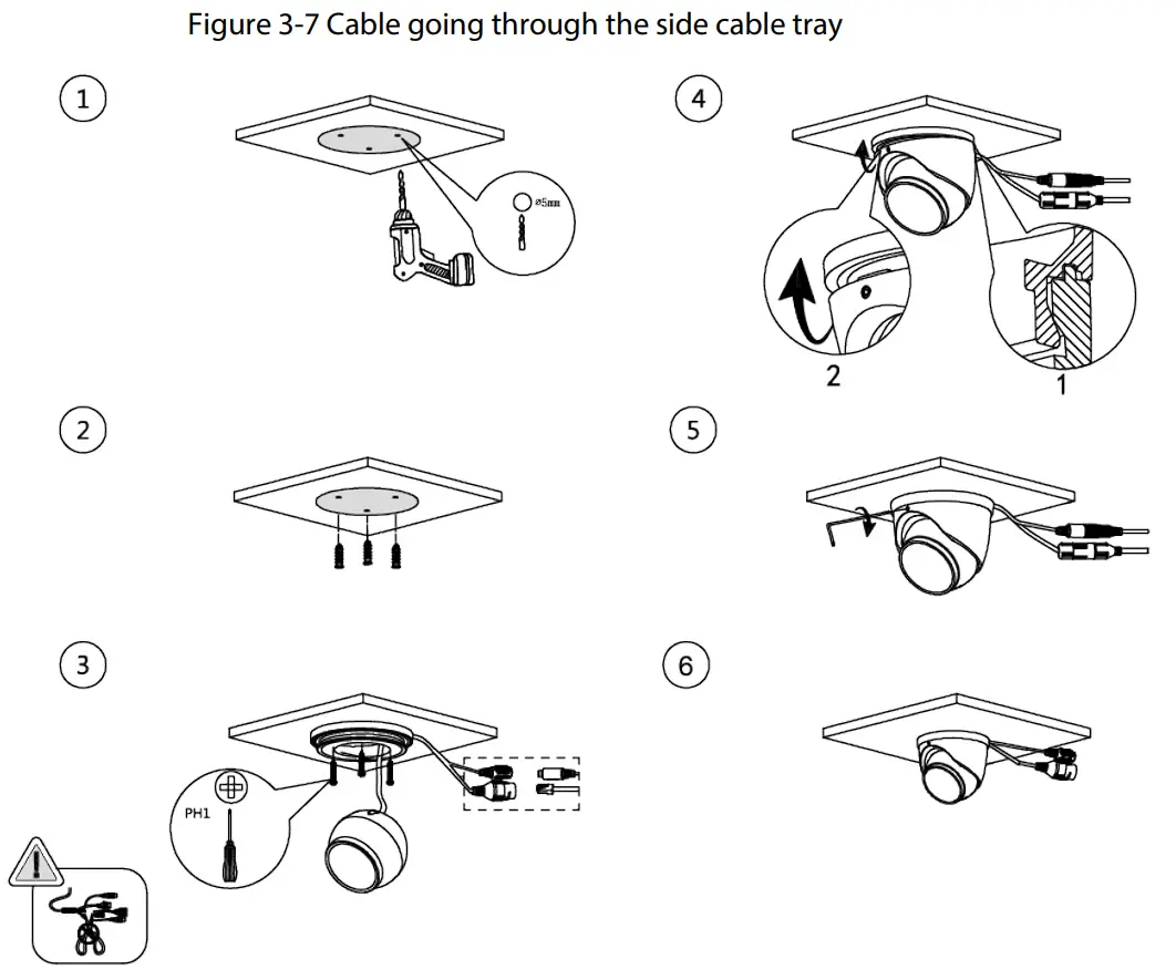Figure 3-7 Cable going through the side cable tray
