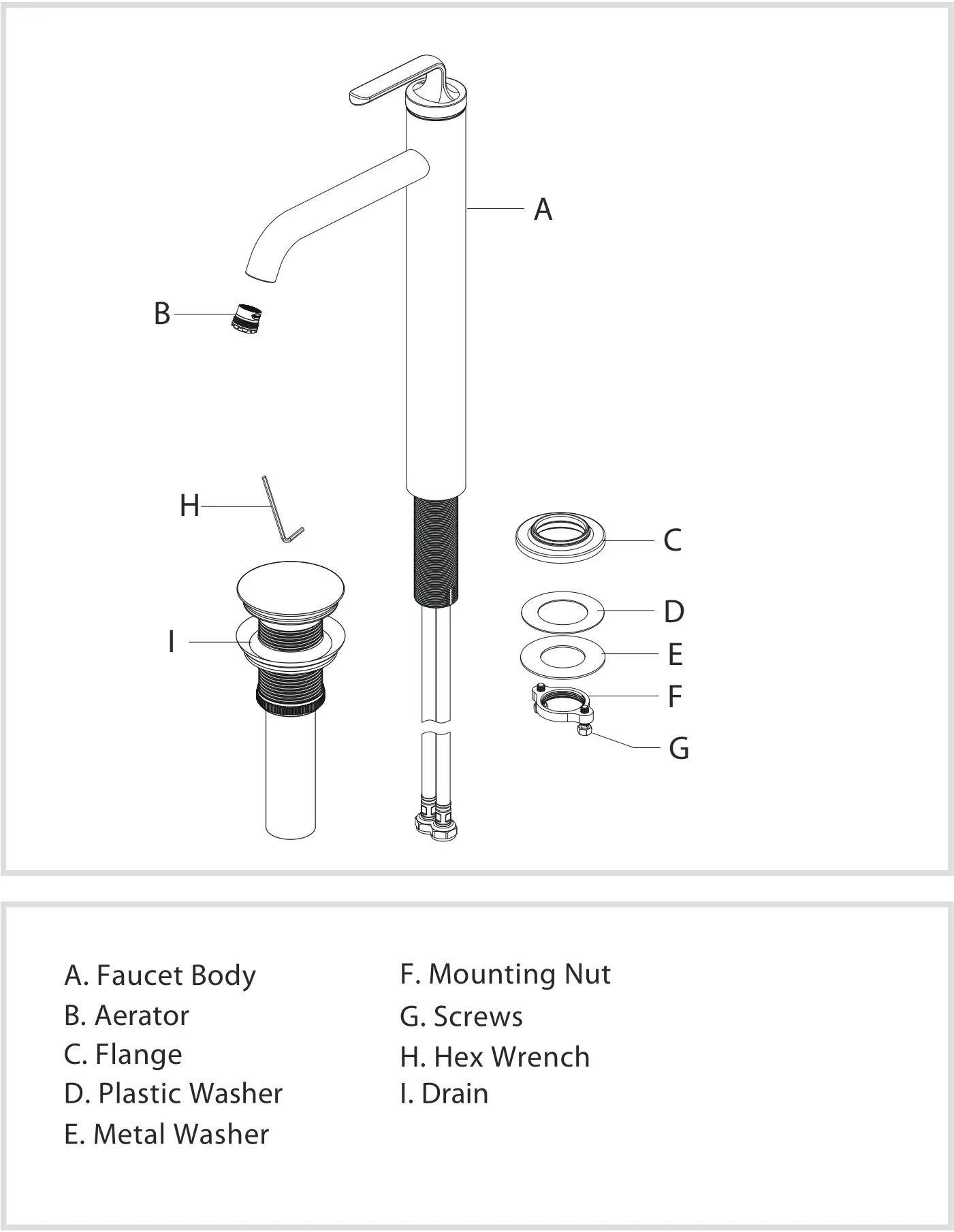 Kraus KVF-1220 Ramus Single Handle Vessel Faucet - Diagram and Parts List