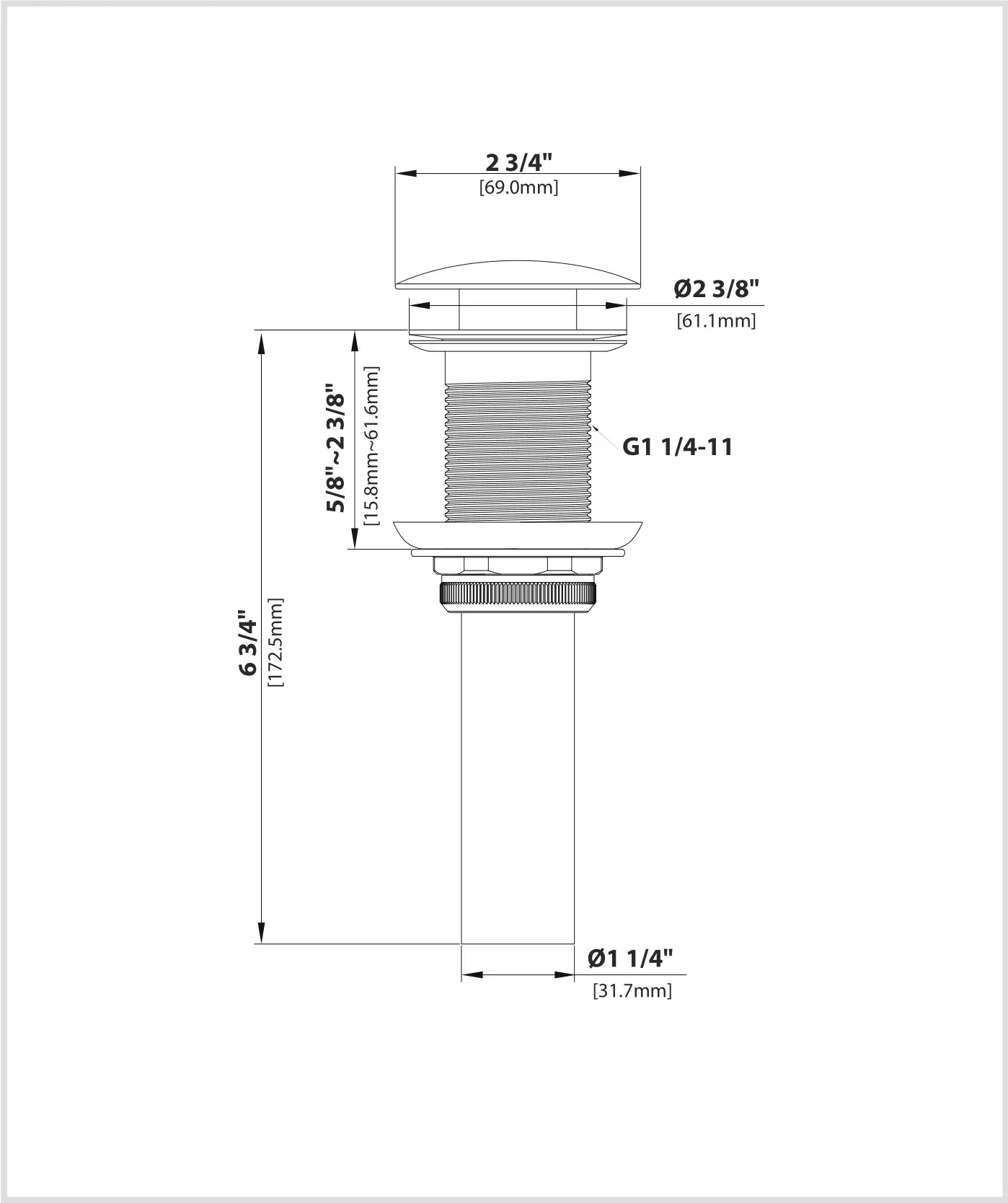 Kraus KVF-1220 Ramus Single Handle Vessel Faucet - Drain Dimension