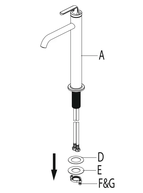 Kraus KVF-1220 Ramus Single Handle Vessel Faucet - Remove washers and mounting nut