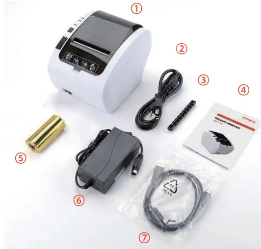 MUNBYN ITPP047P Receipt Printer Thermal Receipt Printer Works - packing list