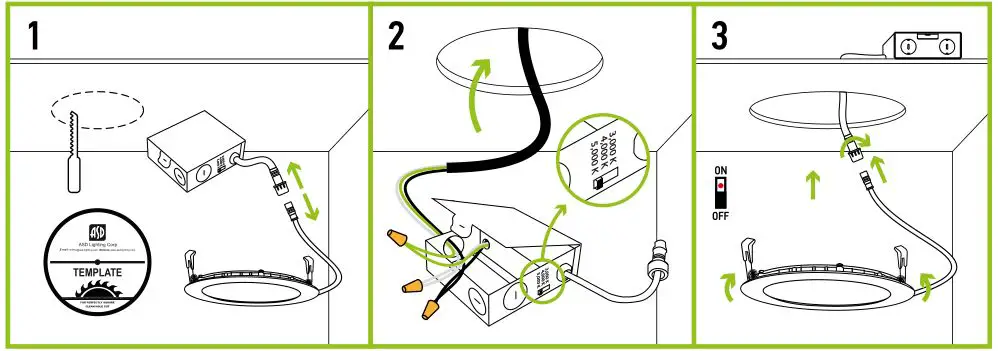 ‎ASD-LMPJBR-3D6CC-WH LED Round Recessed Mini Panel - INSTALLATION STEPS