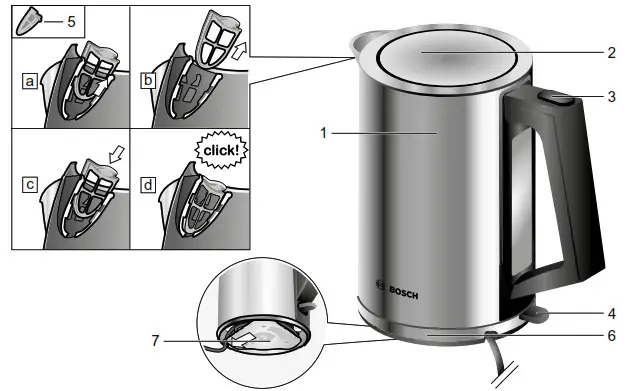BOSCH TWK 7101 2200W Stainless Steel Electric Kettle -1