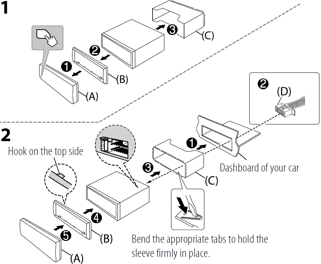 Installing the Unit (in-dash mounting)