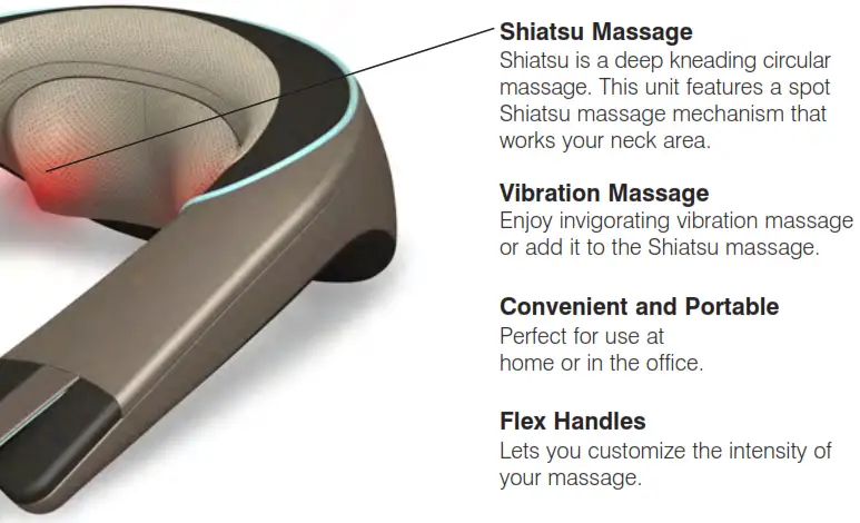 Homedics NMS-375 Shiatsu and Vibration Neck Massager with Heat Instruction - Shiatsu Massage