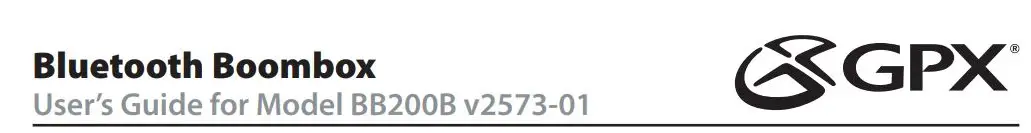 GPX BB200B v2573-01 Bluetooth Boombox User Manual