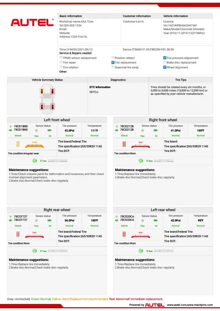 AUTEL ITS600 Activate Read Relearn TPMS Sensor- Spec