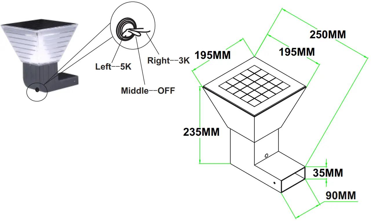 Plusrite PLS WL 8W 3K 6K LED Solar Wall light - Weight