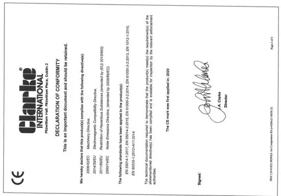 FIG 21 DECLARATION OF CONFORMITY