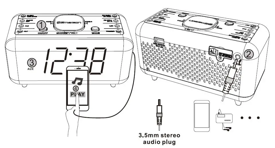 EMERSON CKS1521 SmartSet Alarm Clock Radio with Bluetooth Speaker 3