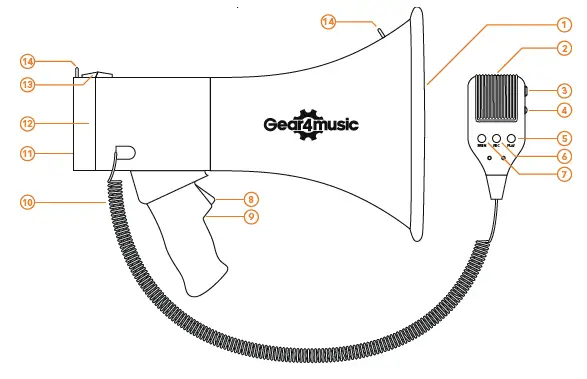 Gear4music G4M-MP30 Megaphone with Handheld-fig 2