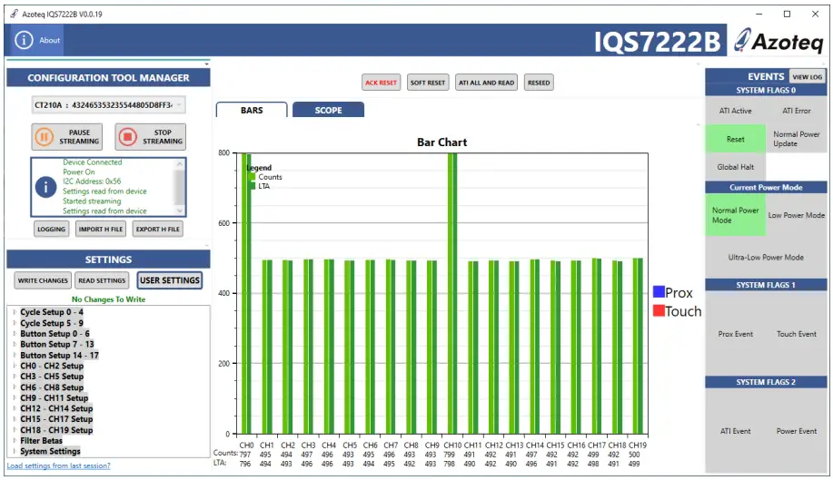 Setting up for the IQS7222B Stamp