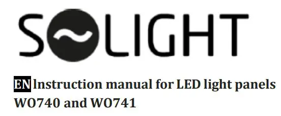 SOLIGHT WO740 LED Outdoor Light Ring Panel Instruction Manual