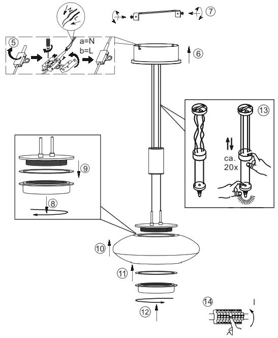 Paul Neuhaus 315387 Q-ETIENNE LED Pendant Light Steel - fig2