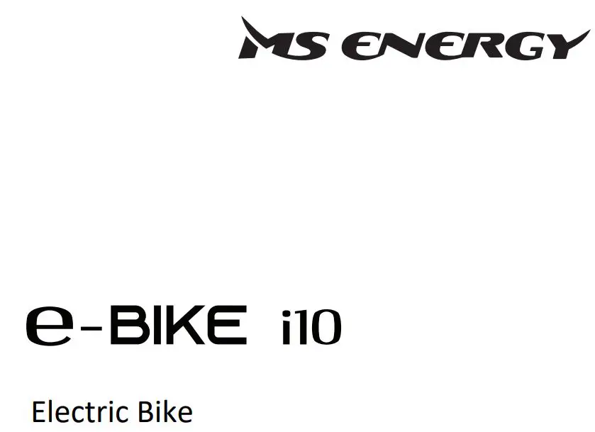 MS ENERGY e-Bike i10 Electric Bike Instruction Manual