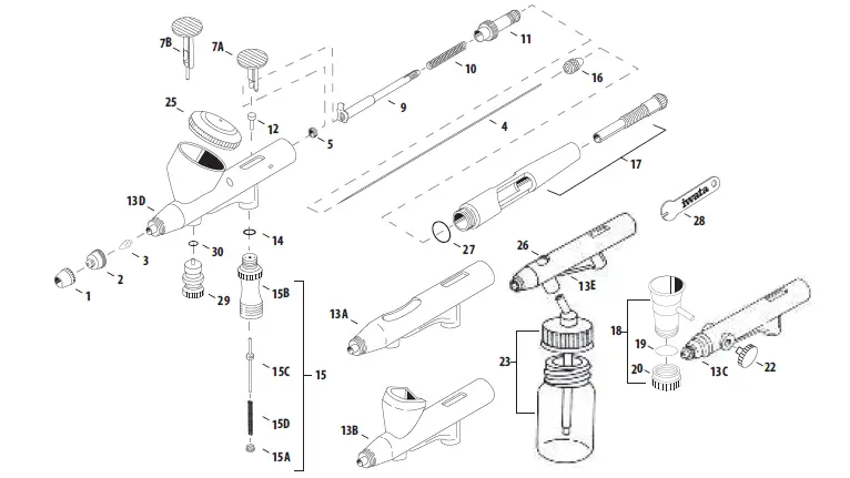 iwata-HP-B-Plus-Airbrushpistole-High-Performance-Gravity-Feed-Dual-Action-Airbrush-fig-7