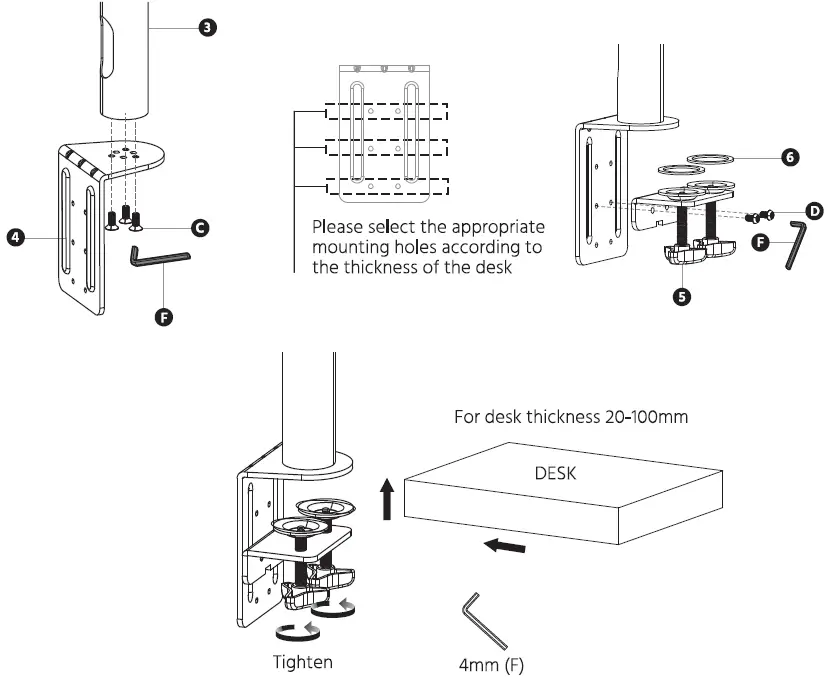 MONOPRICE 16248 Essential Quad Monitor Articulating Arm Desk Mount 2